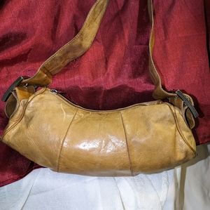 Alexander McQueen mustard colored soft leather shoulder bag